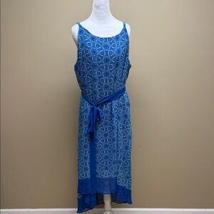 Lane Bryant Vibrant Blue Patterned High‎ Low Dress